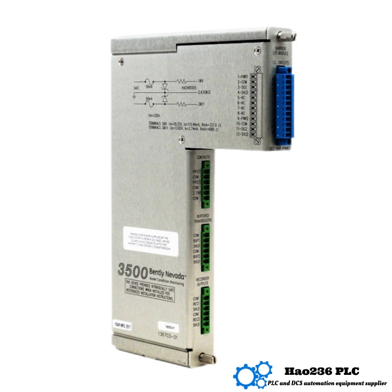 Bently Nevada 3500/50 136703-01 Tachometer I/O Module with Internal Barriers and Internal Termination