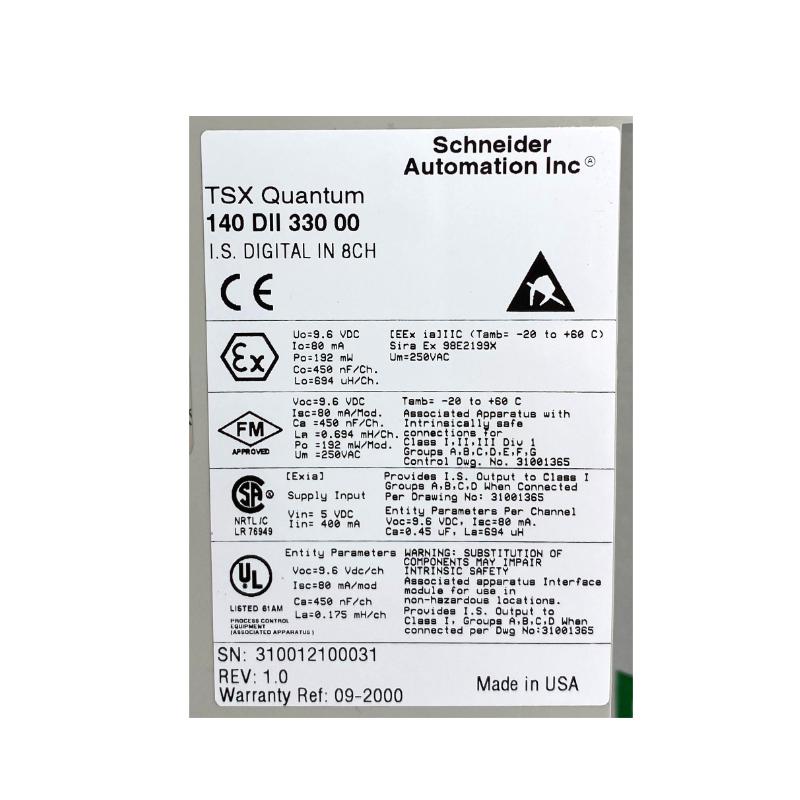 Schneider Electric 140DII33000C Modicon Quantum Intrinsically Safe Current Input Module