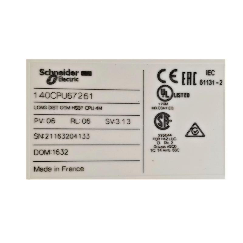 Schneider Electric 140CPU67261C Unity Hot Standby Processor With Single Mode Ethernet